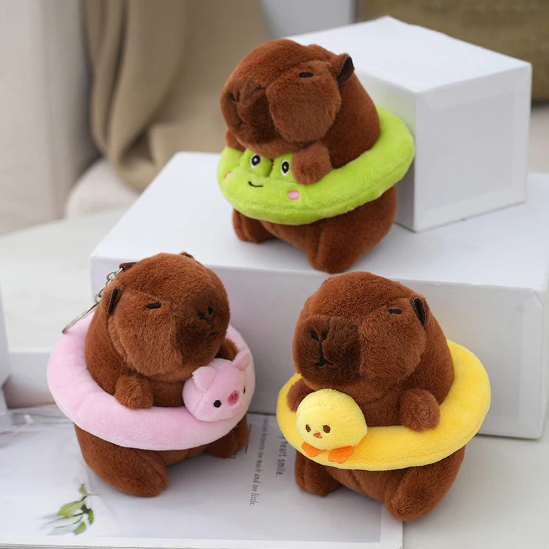 Cartoon Capybara Plush Keychain Bag Pendant Hanging Decoration Cute Stuffed Doll Toy Desktop Doll Ornament Car Keyring Kids Gift