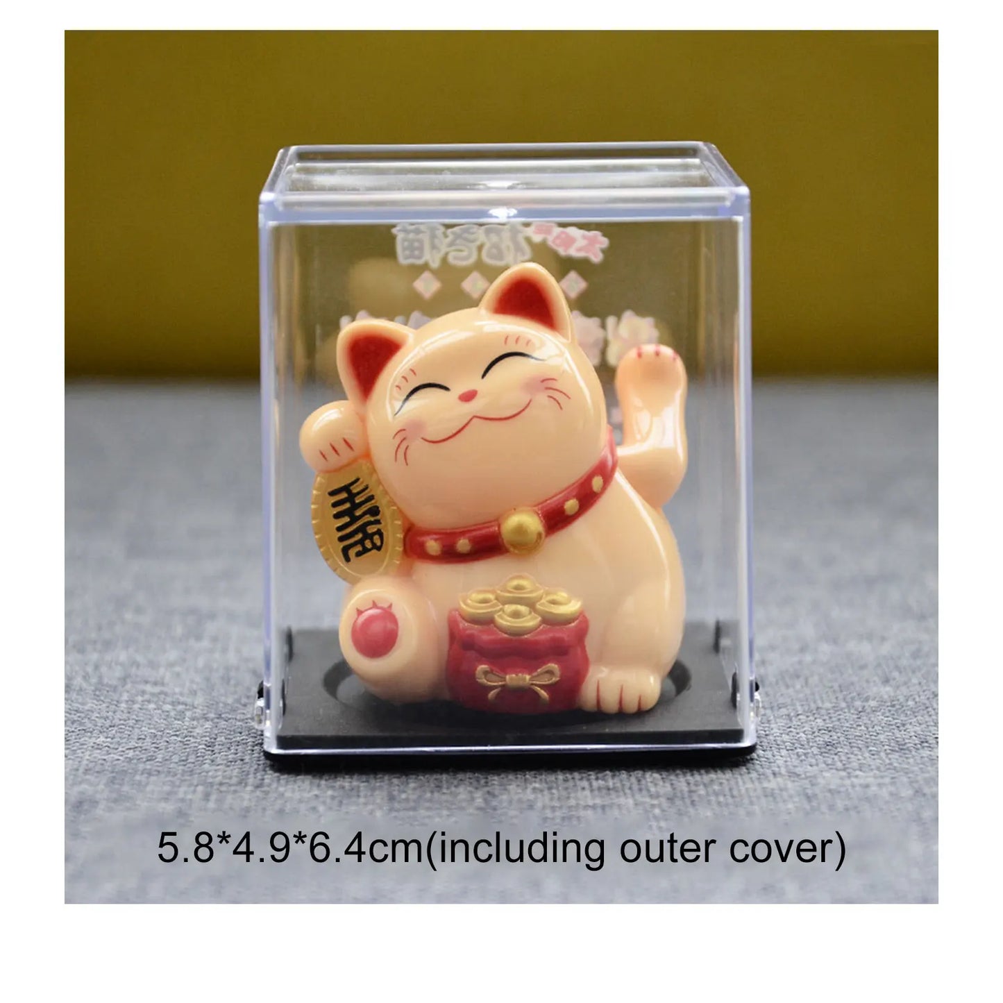 Solar Powered Maneki Neko Lucky Cat Welcoming Chinese Lucky Cat Waving Hand Beckoning Fortune Cat Figurines For Home Decor