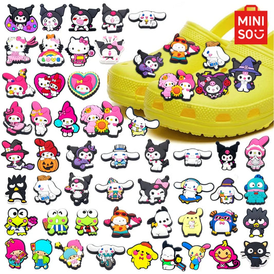 MINISO Hello Kitty Sanrio cartoon 1pcs cute shoe charms Accessories buckle clogs sandals pin decorate kids girls gift