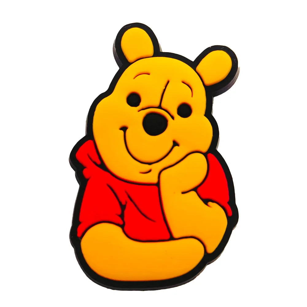 20pcs Hot Toys Disney Cartoon Winnie Pooh Shoe Charms for Shoes Decoration Accessories Classic Clog Sandal Buckle Kids Gifts