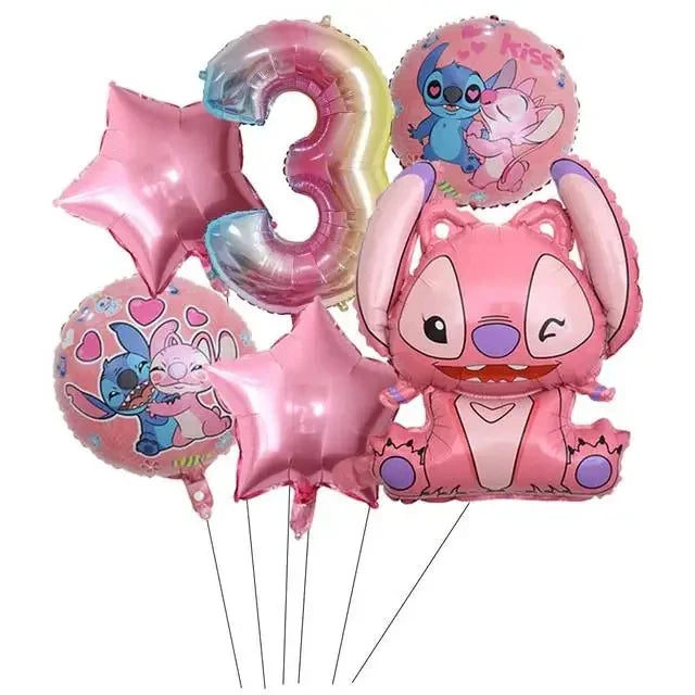 Pink Lilo and Stitch Angel Birthday Supplies Dishes Cup Plate Tablecloth Balloon Banner Girls Party Baby Shower Decorations