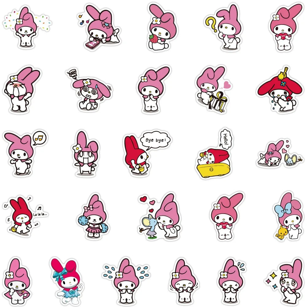 10/30/50PCS Sanrio My Melody Stickers Cartoon Kids Toy Graffiti Decals DIY Suitcase Skateboard Notebook Phone Cute Sticker Gift