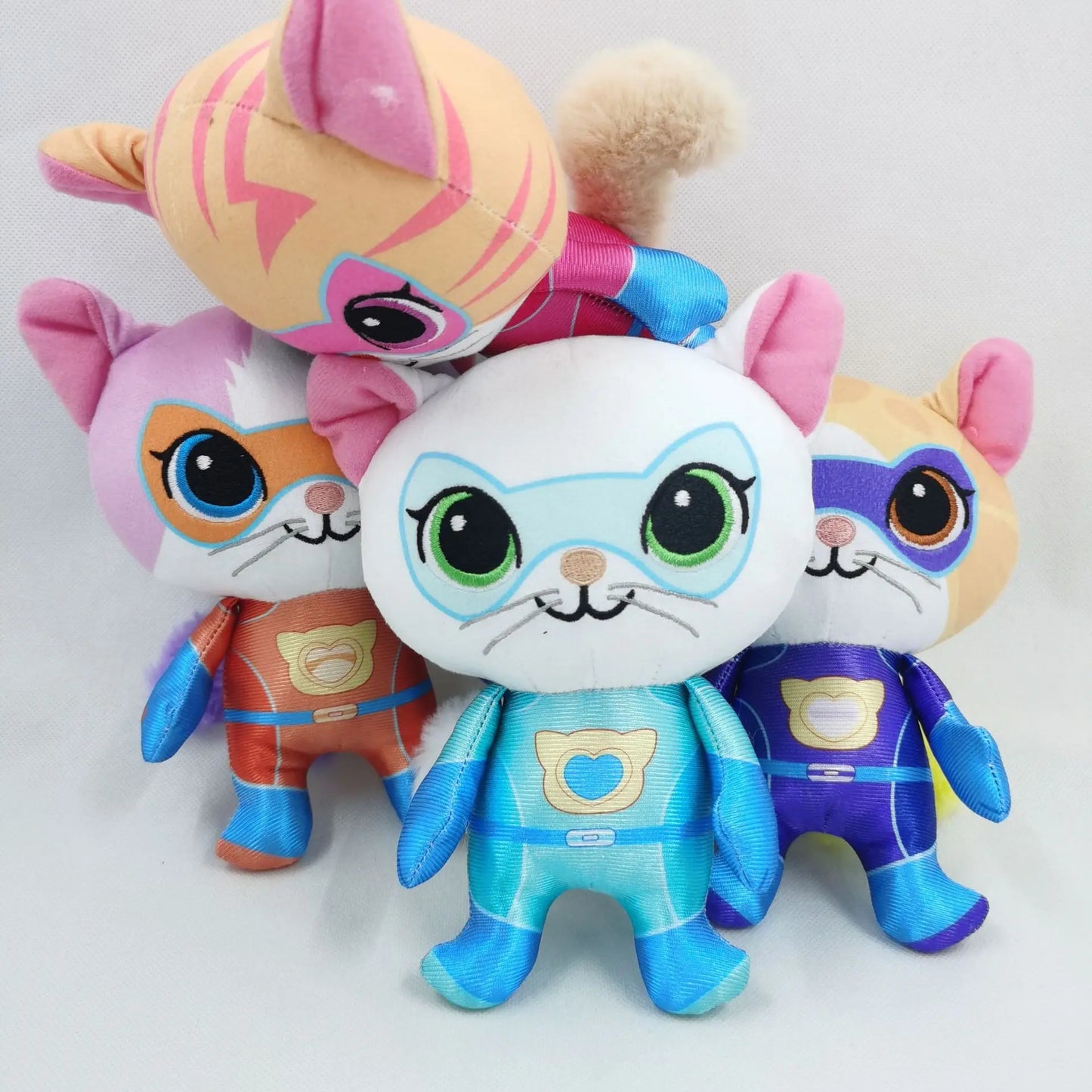 Super Kitties Team Anime Plush Toys Crystal Super Soft Plush Toy Doll Blue Kitten Green Kitten Yellow Kitten Toy doll Kids gift