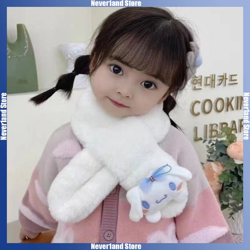 Kawaii Sanrio Plush Kuromi Children Scarf Cinnamoroll My Melody Anime Accessories Soft Thickened Kids Scarves Girls Cute Gifts