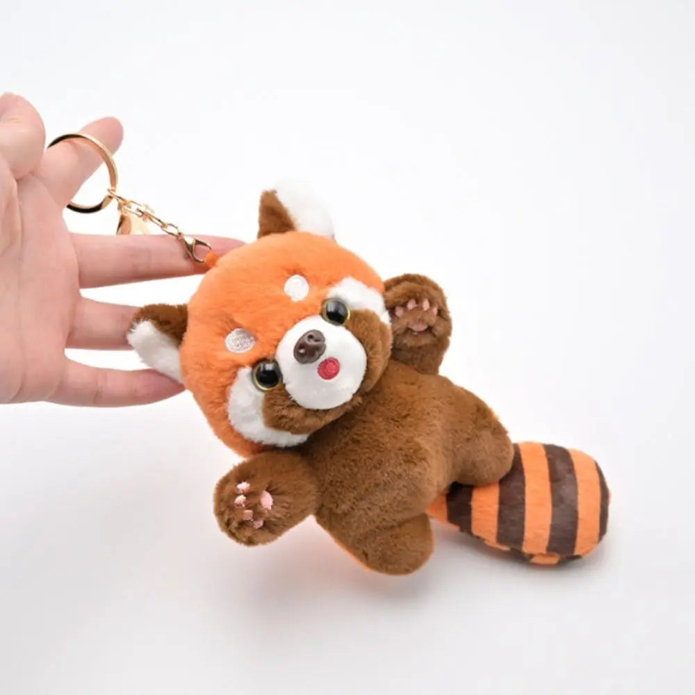 Cartoon Red Panda Plush Keyring Plush Stuffed Toys Pulling Tail Panda Plush Pendant Cute Animal Red Panda Plushies Pendant Kids