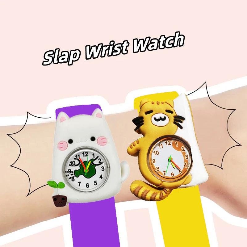 Baby Watch 3D Cartoon Kids Birthday Gift 2-15 Years Old Girl Boy Children Study Time Toy Watch Clock Free Spare Battery