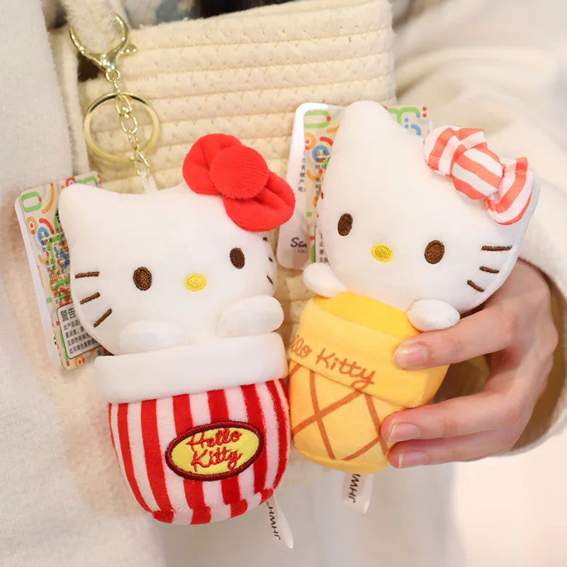 Sanrio Hello Kitty Stuffed Toys Bag Pendant Accessories Cute Plush Toys Kitten Keyring Anime Keychain Kids Birthday Gift