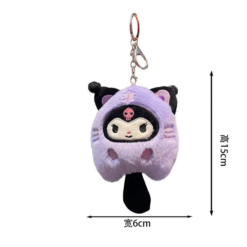 Sanrio Plush Doll Keychain Melody Cinnamoroll Pochacco Cute Key Ring Bag Pendant Gift Kids Toys Backpack Decoration Girl Gifts