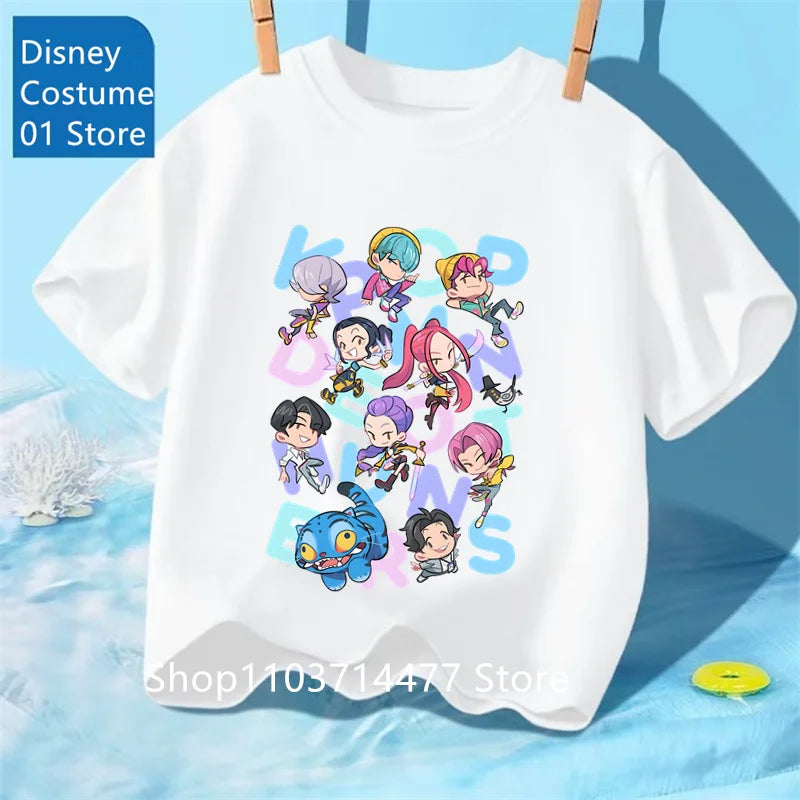 Children's Clothing KPop Demon Hunters Fans Gifts Kids Clothes Fashion Casual Tops 2025 Hot Movie Soft Baby Girls T Shirt