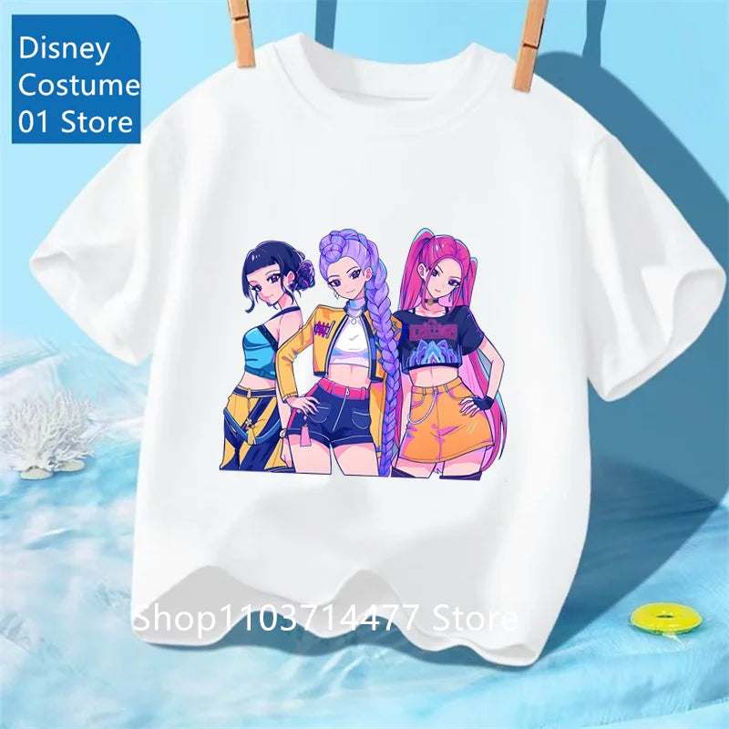 Children's Clothing KPop Demon Hunters Fans Gifts Kids Clothes Fashion Casual Tops 2025 Hot Movie Soft Baby Girls T Shirt