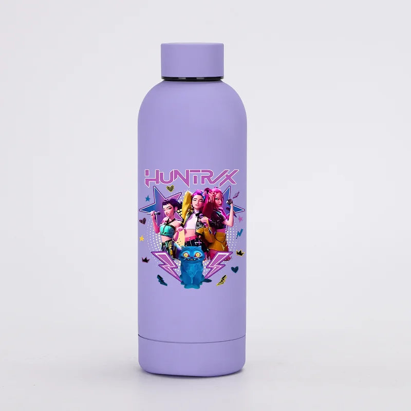 KPop Demon Hunters Kids Sports Water Cup Cute Anime Women Drinking Bottles Huntrix Rumi Zoey Cartoon Print Bottle Birthday Gift