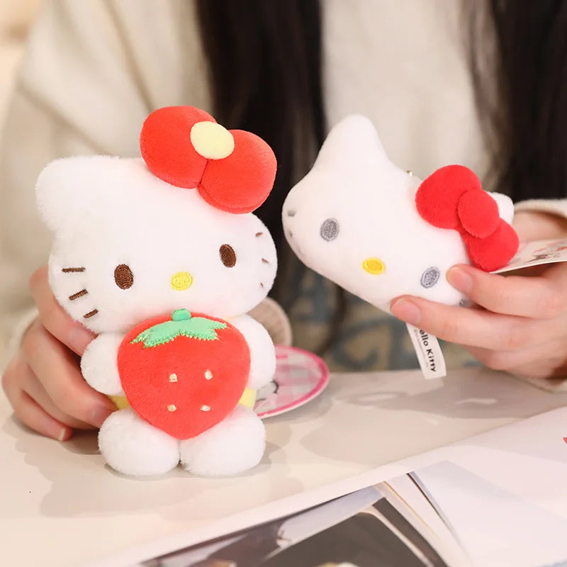 Sanrio Hello Kitty Stuffed Toys Bag Pendant Accessories Cute Plush Toys Kitten Keyring Anime Keychain Kids Birthday Gift