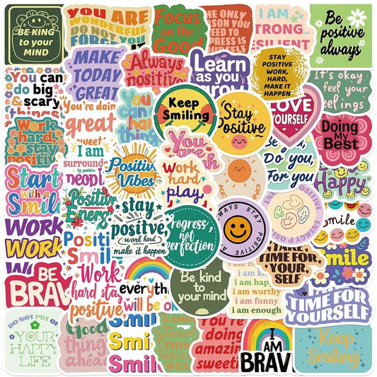 50Pcs Positive Affirmation Reward Stickers INS Style Graffiti Decals For Water Cup Hand Account Skateboards Notebooks Stickers