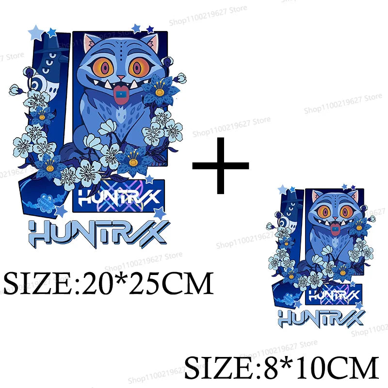 Kpop Demon Hunters Cartoon Patches for Clothes Vynil Heat Transfer Thermal Stickers DIY Kids T shirt Iron on for Women Appliqued