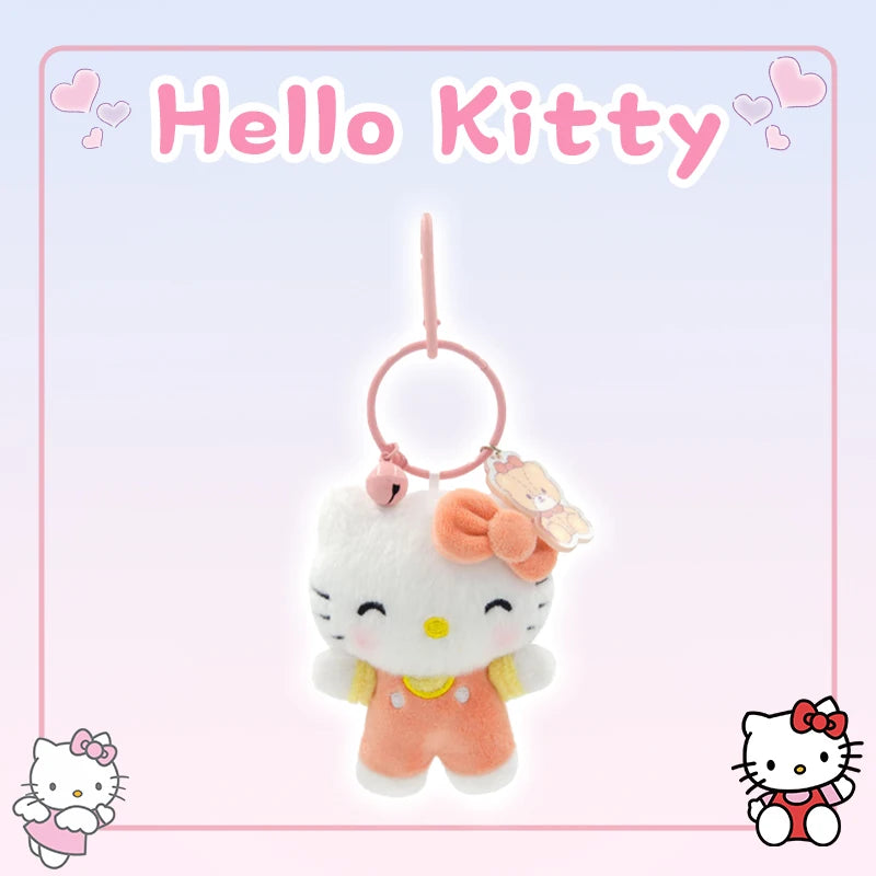 Sanrio Hello Kitty Kuromi Cute Stuffed Keychain Car School bag Pendant Kids Plush Toy Keyring Plushier Strap Doll Birthday Gift