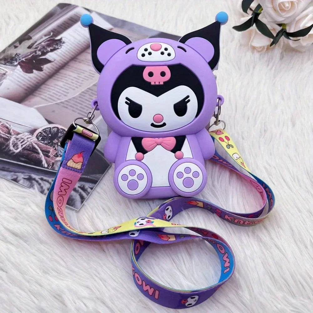 Kawaii Cartoon Anime Bag for Kids Sanrio Kuromi Crossbody Bag Storage Purse Cartoon 3D Silicone Shoulder Bag for Holiday Gifts