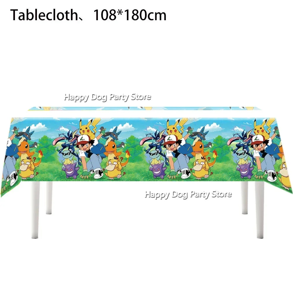 Pokemon Birthday Party Decoration New Yellow Pikachu Balloons For Kids Event Supplies Tableware Banner Backdrop Tablecloth Decor
