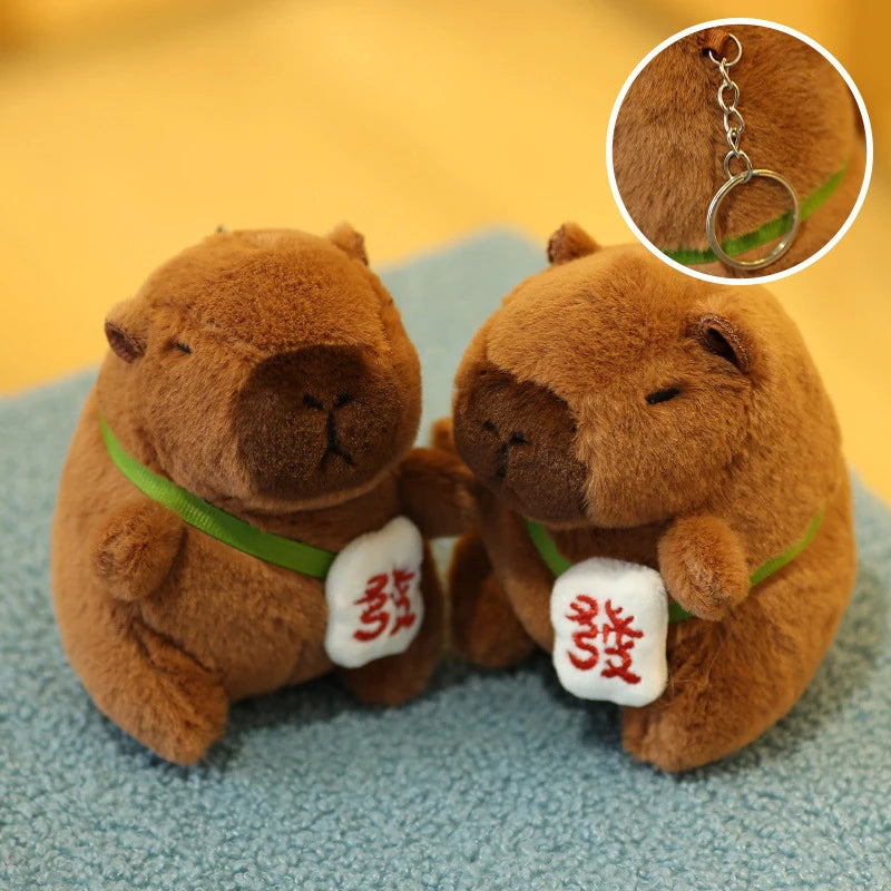 Cartoon Capybara Plush Keychain Bag Pendant Hanging Decoration Cute Stuffed Doll Toy Desktop Doll Ornament Car Keyring Kids Gift