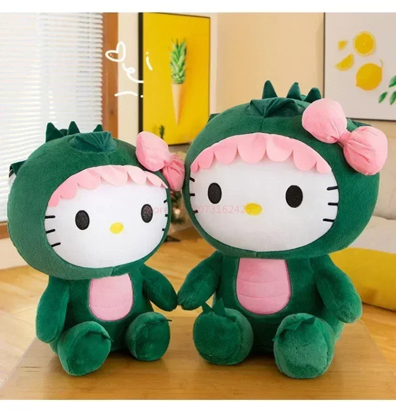 80cm Sanrio Dinosaur Hello Kitty Plush Toy Kawaii Anime Large Plushie Pillow Cute 35/50/65cm Cartoon Stuffed Doll Christmas Gift