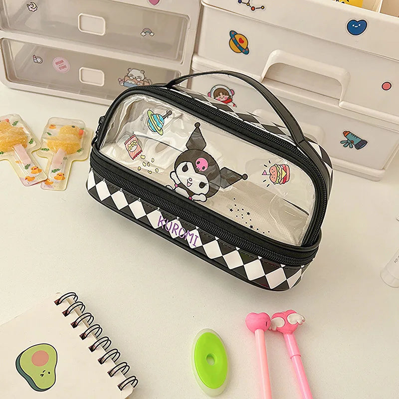 Sanrio Hello Kitty Pencil Bags Cartoon Kuromi My Melody Cinnamoroll Large Capacity Portable Stationery Box Storage Case Kids Toy