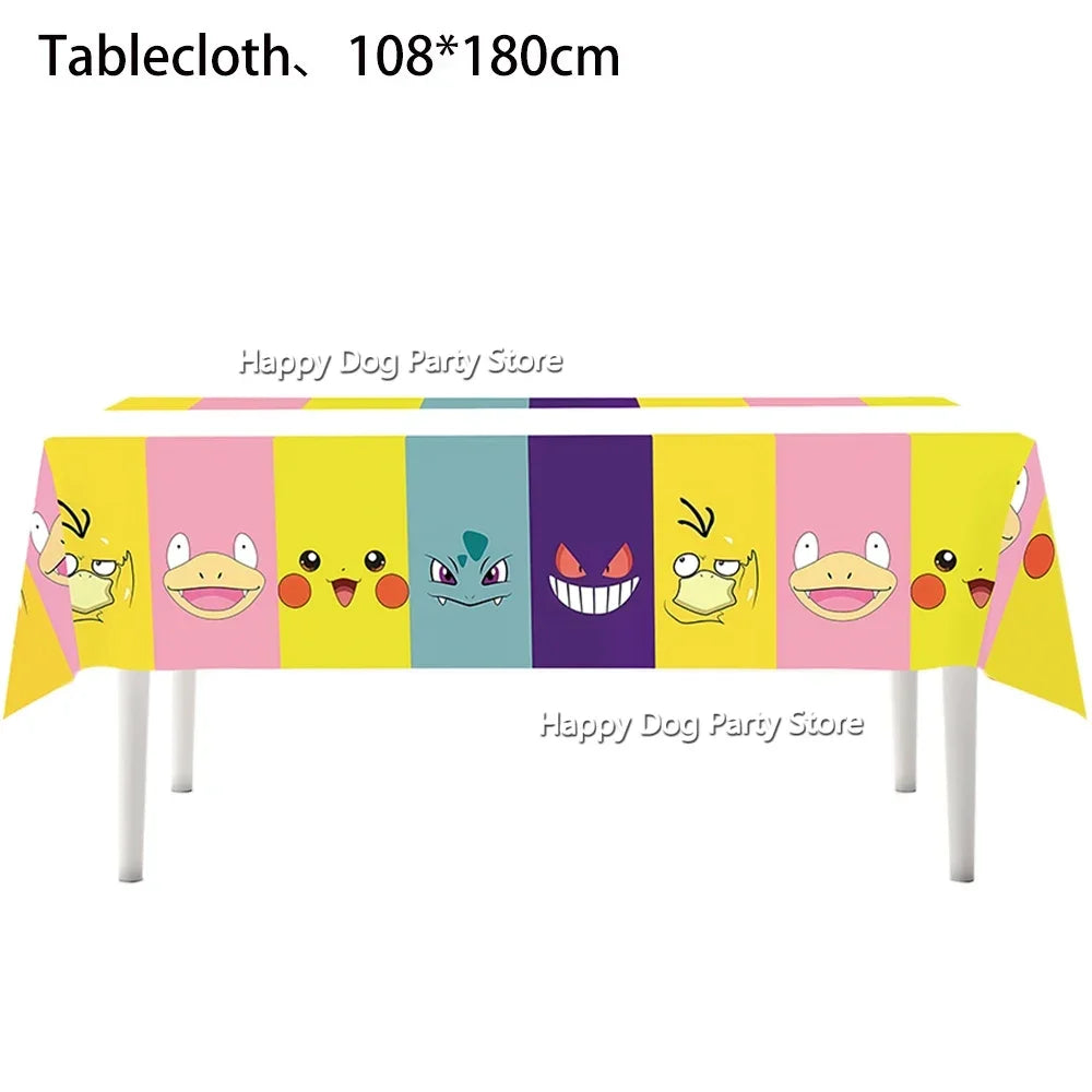 Pokemon Birthday Party Decoration New Yellow Pikachu Balloons For Kids Event Supplies Tableware Banner Backdrop Tablecloth Decor