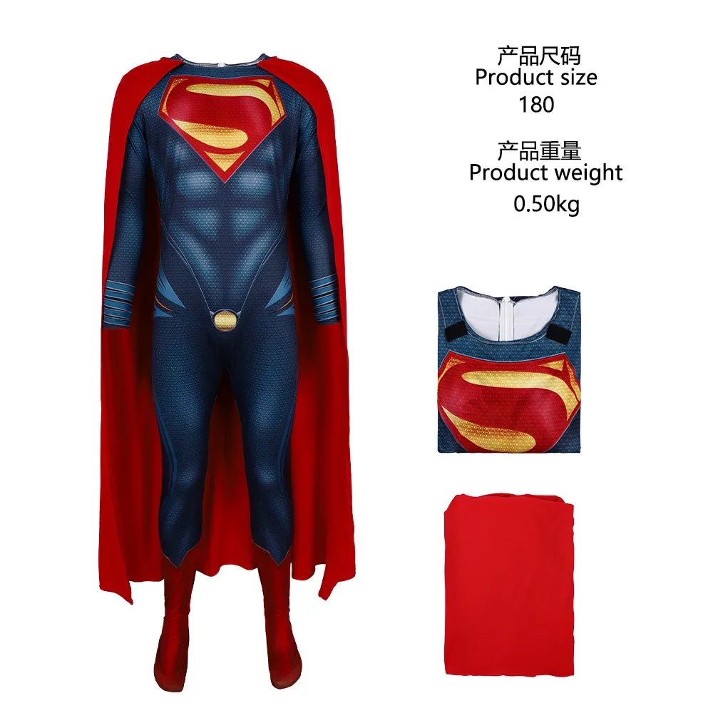 Superman Cosplay Costume Halloween Carnival Party Outfits Stage Performance Hero for Men Women Outfits