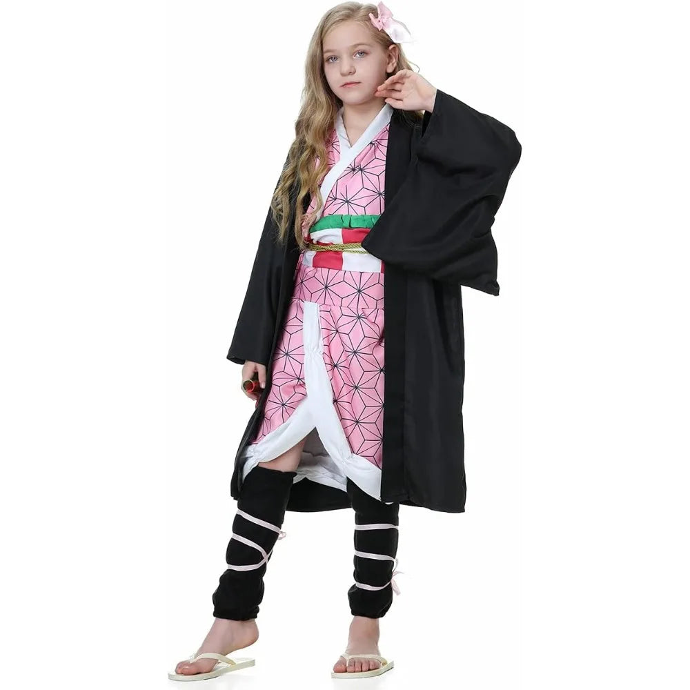Cosplay Pink Costume Kimono Anime Cosplay Outfits, Cape Festival Uniform for Kids Girls, Enthusiasts Dressing Up Party Costumes