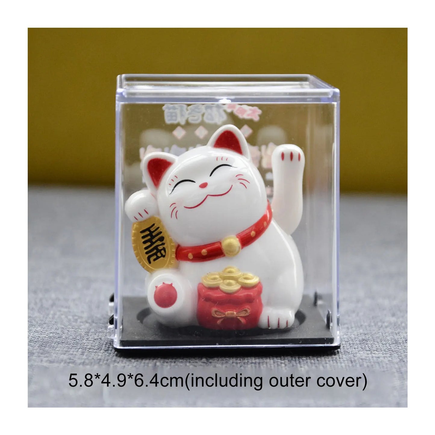 Solar Powered Maneki Neko Lucky Cat Welcoming Chinese Lucky Cat Waving Hand Beckoning Fortune Cat Figurines For Home Decor