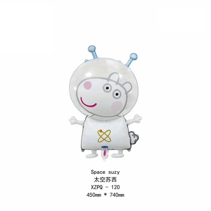 Peppa Pig Balloons Family Pink George Rebecca Susy Ballons Happy Birthday Banner Party Decoration Kids Cake Topper Tableware Toy