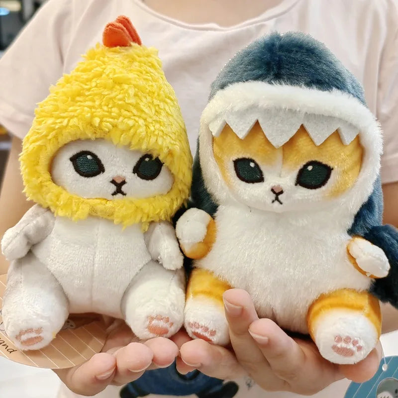 Kawaii Tempura Fried Shrimp Shark Cat Plush Doll Keychain Cartoon Cute Mofusand Anime Hobby Pendant Backpack for Girlfriend Gift