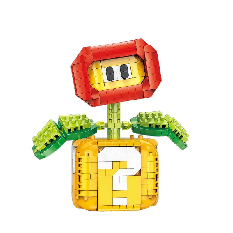 MOC Jumpman Flame Flower Mini Building Blocks Kit - Potted Plant Bricks Model Children Educational Toys Kids Christmas Gifts