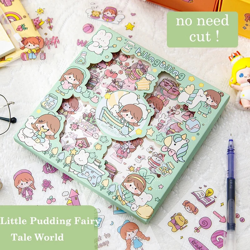 100 Pcs/Box Stickers for Kids Girls Set Kawaii Cartoon Decoration DIY Scrapbooking Waterproof Stationary Gift School Supplies