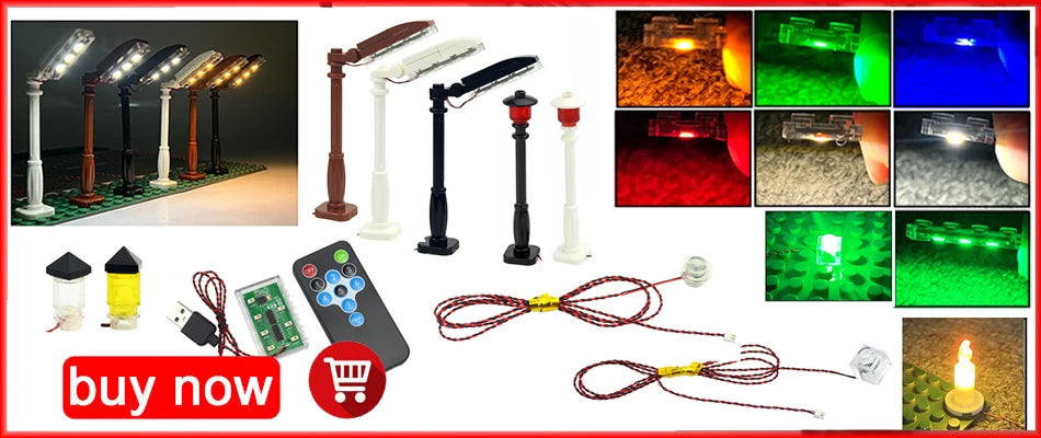 5pcs 2x2 dot LED Light Up Colorful Accessories Classic Brick Education Light-Emitting Compatible Leduo  Building Blocks Kid