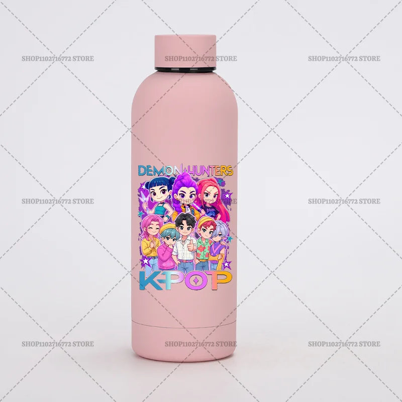 KPop Demon Hunters Kids Sports Water Cup Cute Anime Women Drinking Bottles Huntrix Rumi Zoey Cartoon Print Bottle Birthday Gift