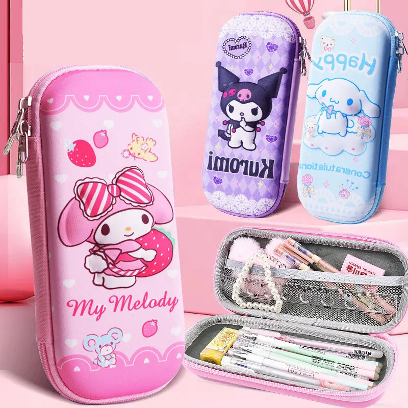 Kawaii 3D Cinnamoroll Anime Pencil Case Cute Melody Large Capacity Pen Holder Girls Boy Kids School Stationery Box Gift
