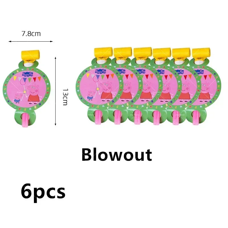 Peppa Pig Balloons Family Pink George Rebecca Susy Ballons Happy Birthday Banner Party Decoration Kids Cake Topper Tableware Toy