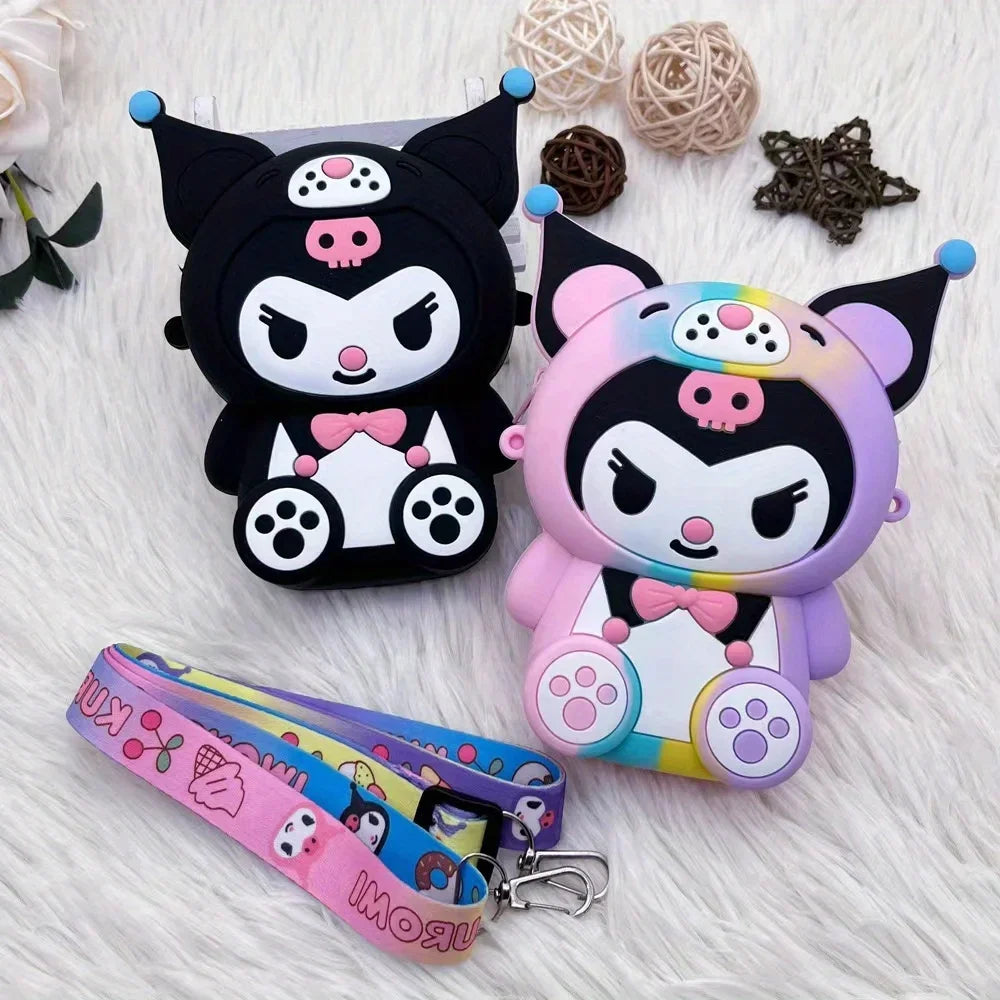 Kawaii Cartoon Anime Bag for Kids Sanrio Kuromi Crossbody Bag Storage Purse Cartoon 3D Silicone Shoulder Bag for Holiday Gifts