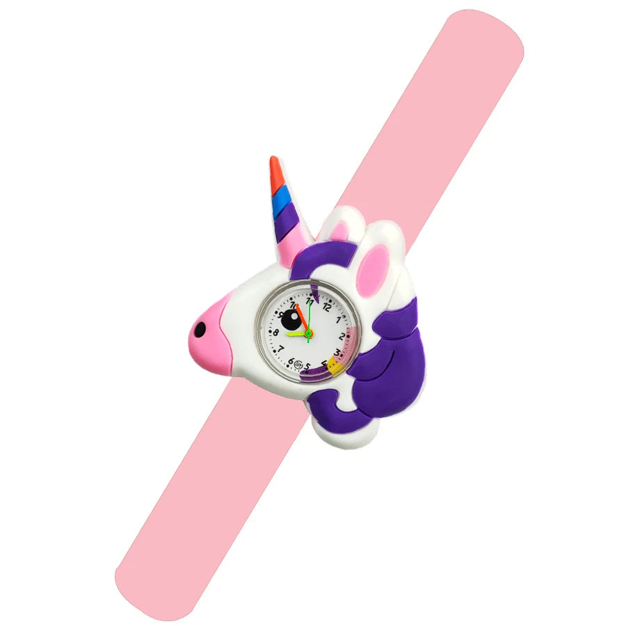 Baby Watch 3D Cartoon Kids Birthday Gift 2-15 Years Old Girl Boy Children Study Time Toy Watch Clock Free Spare Battery
