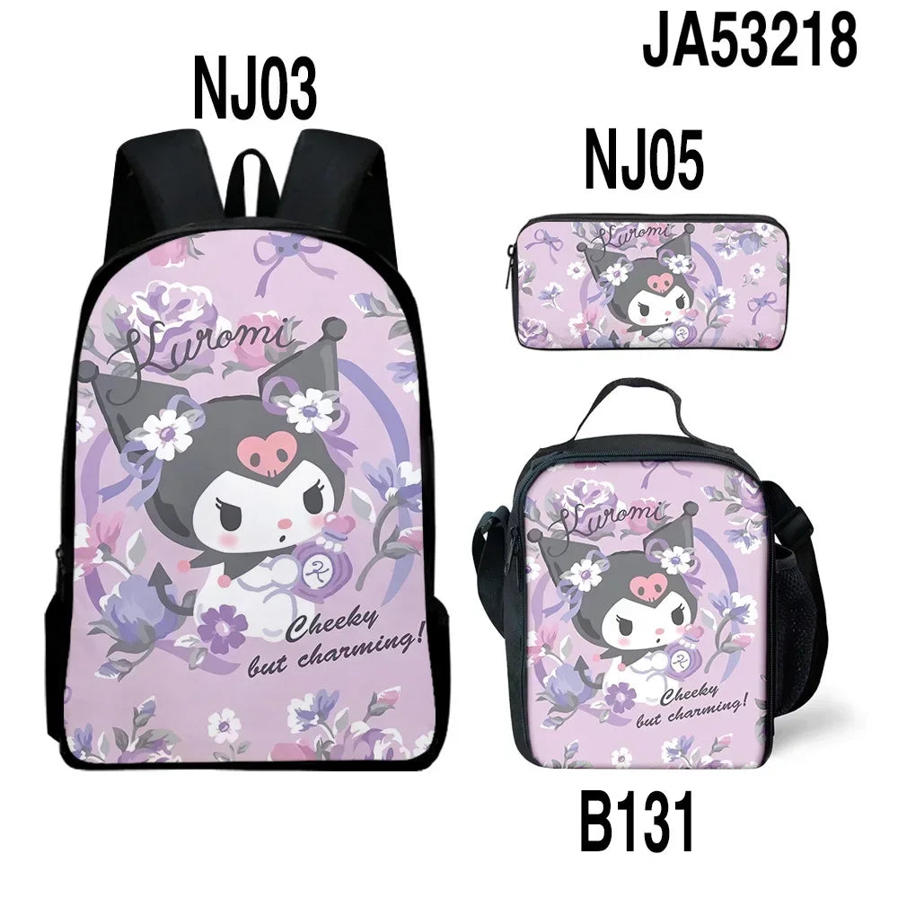 Backpack Kuromi Backpack PencilBag Student Primary and Middle kawaii Cartoon SchoolBag Mochila Birthday Gift For Girls Kids Boys