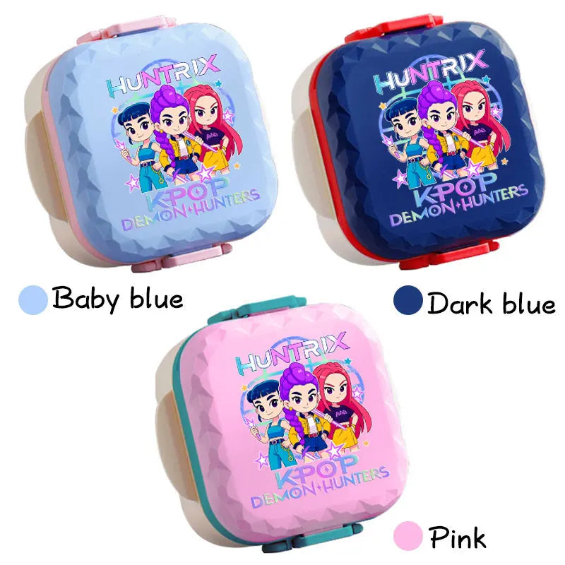800ml For KPop Demon Hunters Lunch Box Microwave Heating Anime HUNTR/X Rumi Mira Zoey Bento Box BPA Free Comes with Tableware