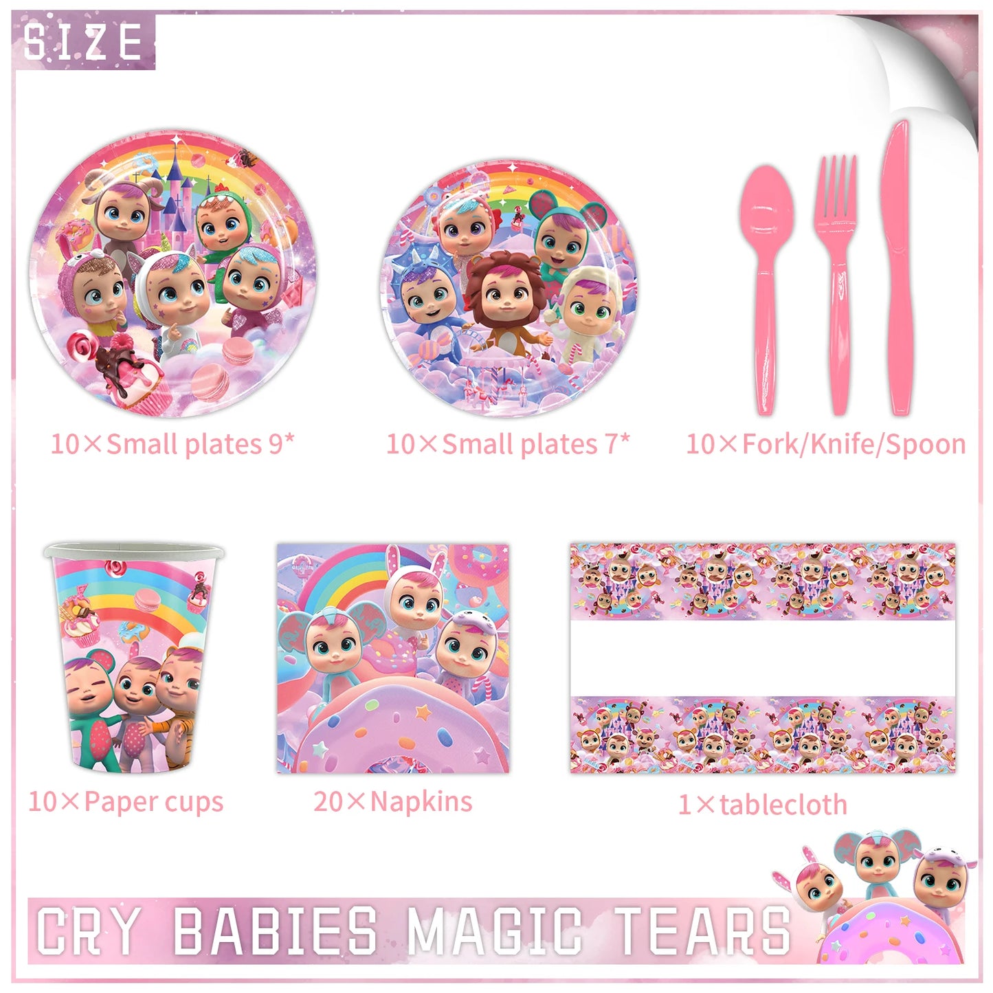 Cry Babiesed Birthday Party Decorations Tableware Set Paper Plates Balloon Banner Tablecloth Backdrop Baby Shower Party Supplies