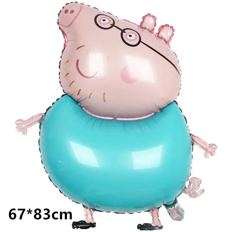 Peppa Pig Balloons Family Pink George Rebecca Susy Ballons Happy Birthday Banner Party Decoration Kids Cake Topper Tableware Toy
