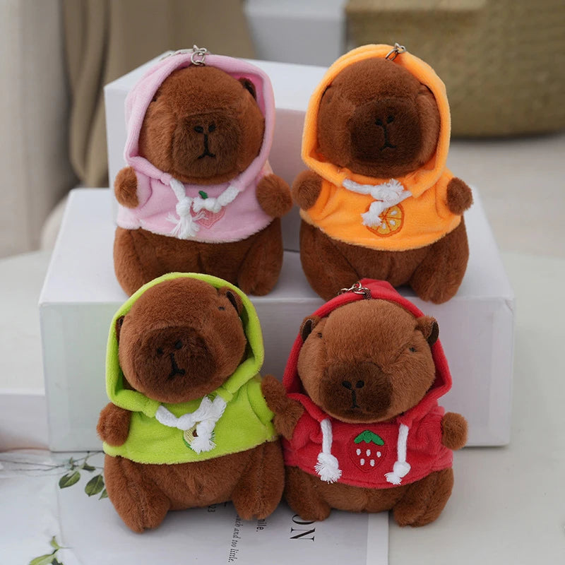 Cartoon Capybara Plush Keychain Bag Pendant Hanging Decoration Cute Stuffed Doll Toy Desktop Doll Ornament Car Keyring Kids Gift