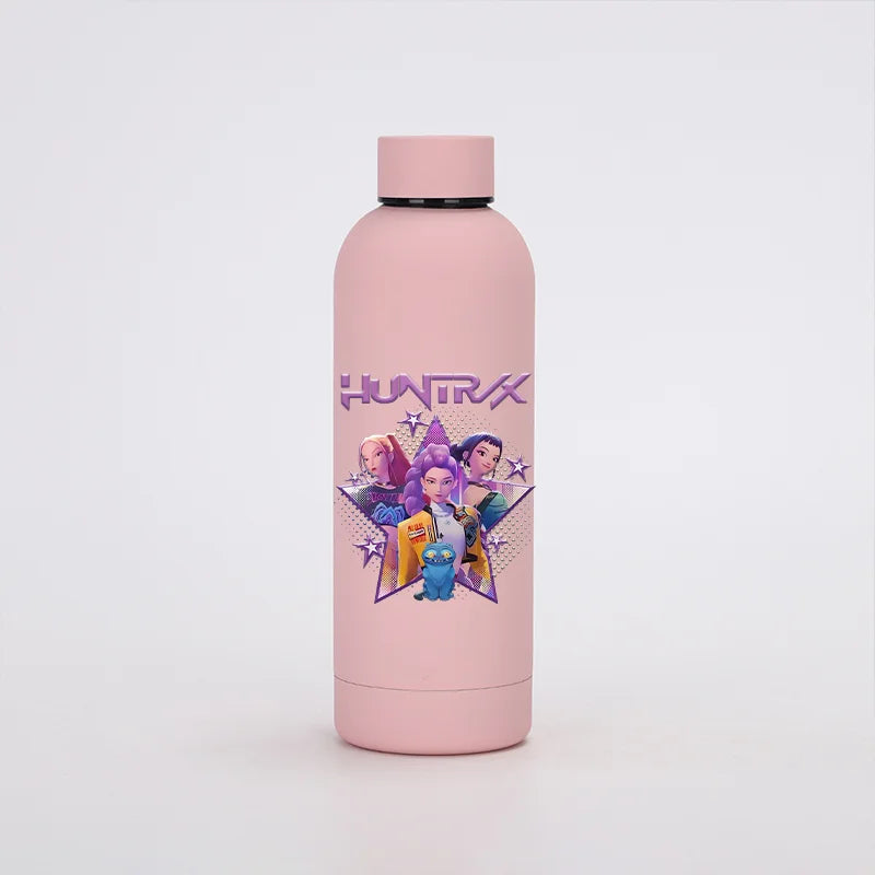 KPop Demon Hunters Kids Sports Water Cup Cute Anime Women Drinking Bottles Huntrix Rumi Zoey Cartoon Print Bottle Birthday Gift