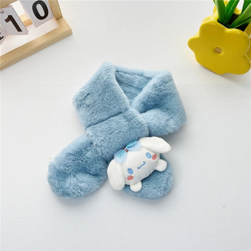 Kawaii Sanrio Plush Kuromi Children Scarf Cinnamoroll My Melody Anime Accessories Soft Thickened Kids Scarves Girls Cute Gifts