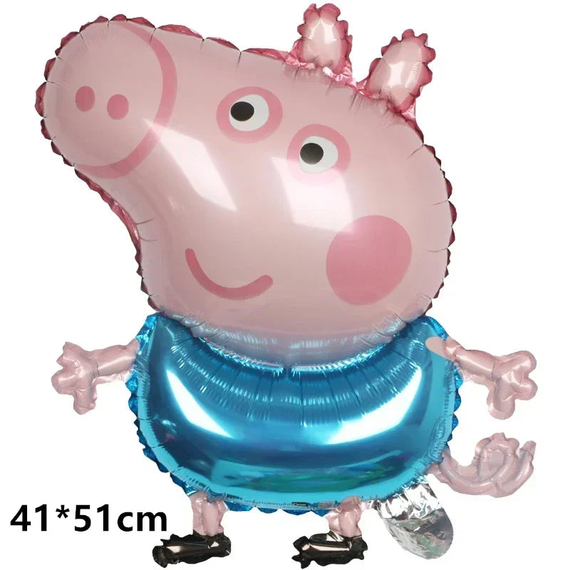 Peppa Pig Balloons Family Pink George Rebecca Susy Ballons Happy Birthday Banner Party Decoration Kids Cake Topper Tableware Toy