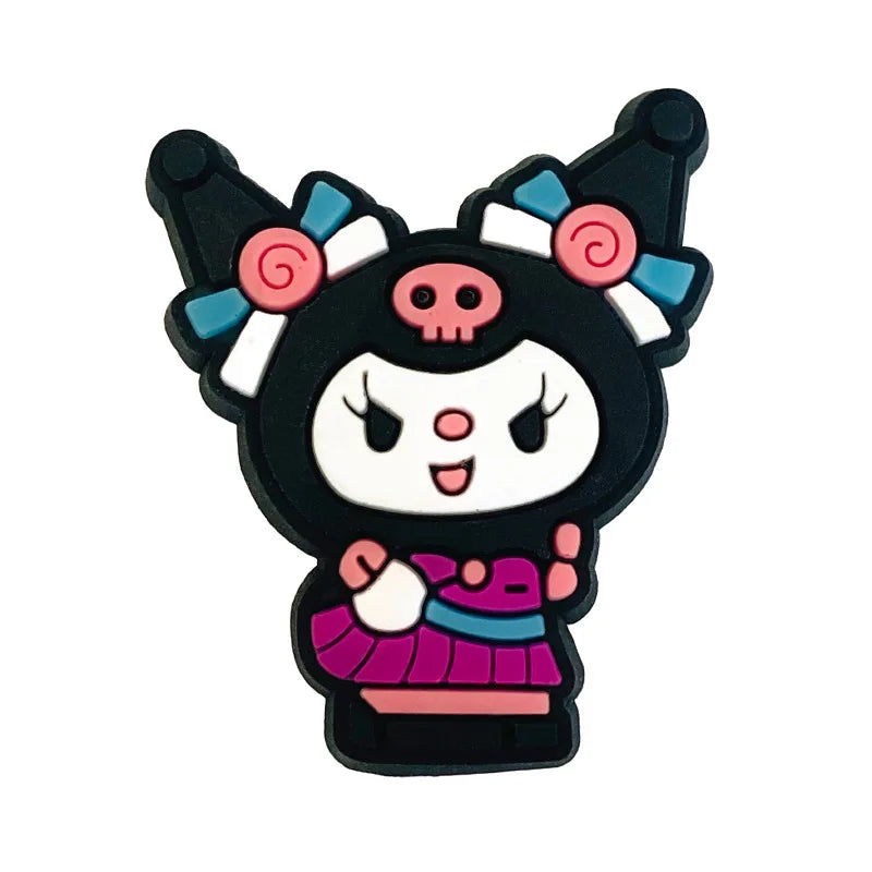 Fashion MINISO 1PCS Cartoon Cute Sanrio DIY Decorate Kuromi Shoe Charms PVC Black Sandals Accessories Kids Girls Boy X-mas Gifts