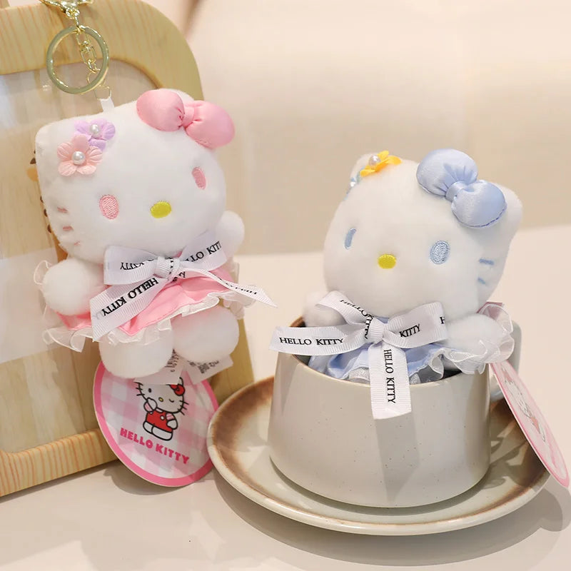 Sanrio Hello Kitty Stuffed Toys Bag Pendant Accessories Cute Plush Toys Kitten Keyring Anime Keychain Kids Birthday Gift