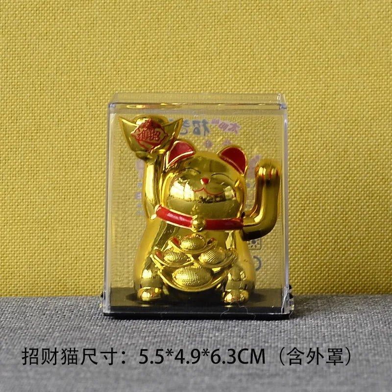 Solar Powered Maneki Neko Lucky Cat Welcoming Chinese Lucky Cat Waving Hand Beckoning Fortune Cat Figurines For Home Decor