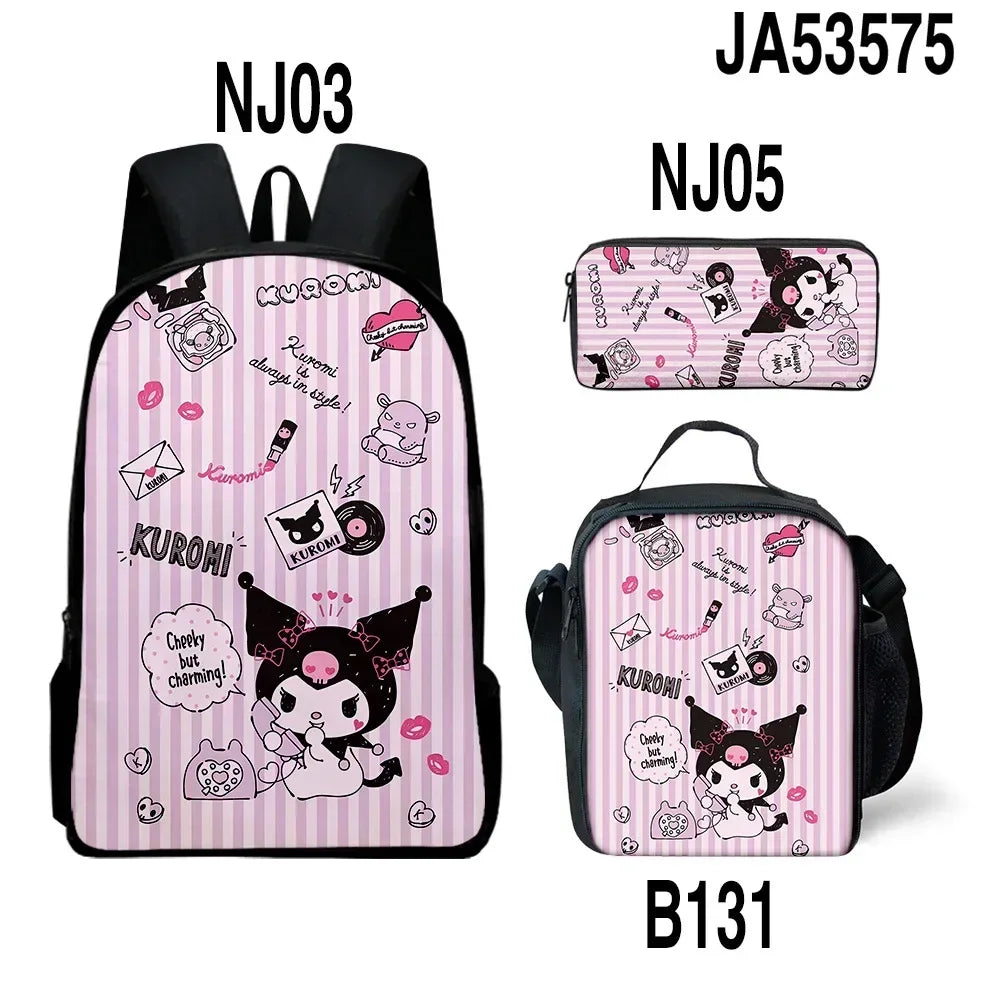 Backpack Kuromi Backpack PencilBag Student Primary and Middle kawaii Cartoon SchoolBag Mochila Birthday Gift For Girls Kids Boys